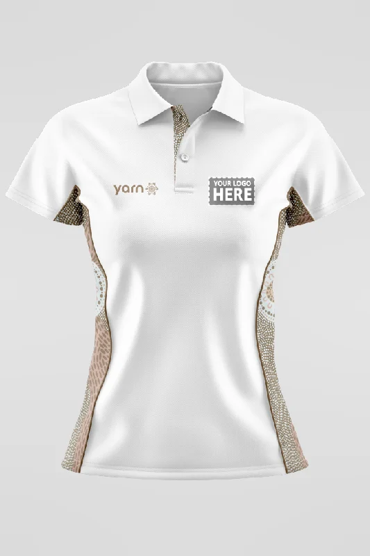 Striped linen blend polo shirt for summer beach parties(EXPRESS) Mountains White Bamboo (Simpson) Women's Fitted Polo Shirt Striped linen blend polo shirt for summer beach parties(EXPRESS) Mountains White Bamboo (Simpson) Women's Fitted Polo Shirt