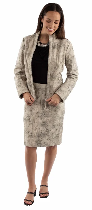 Skirts with a pleated front Scully Womens Stonewashed Grey Leather Skirt